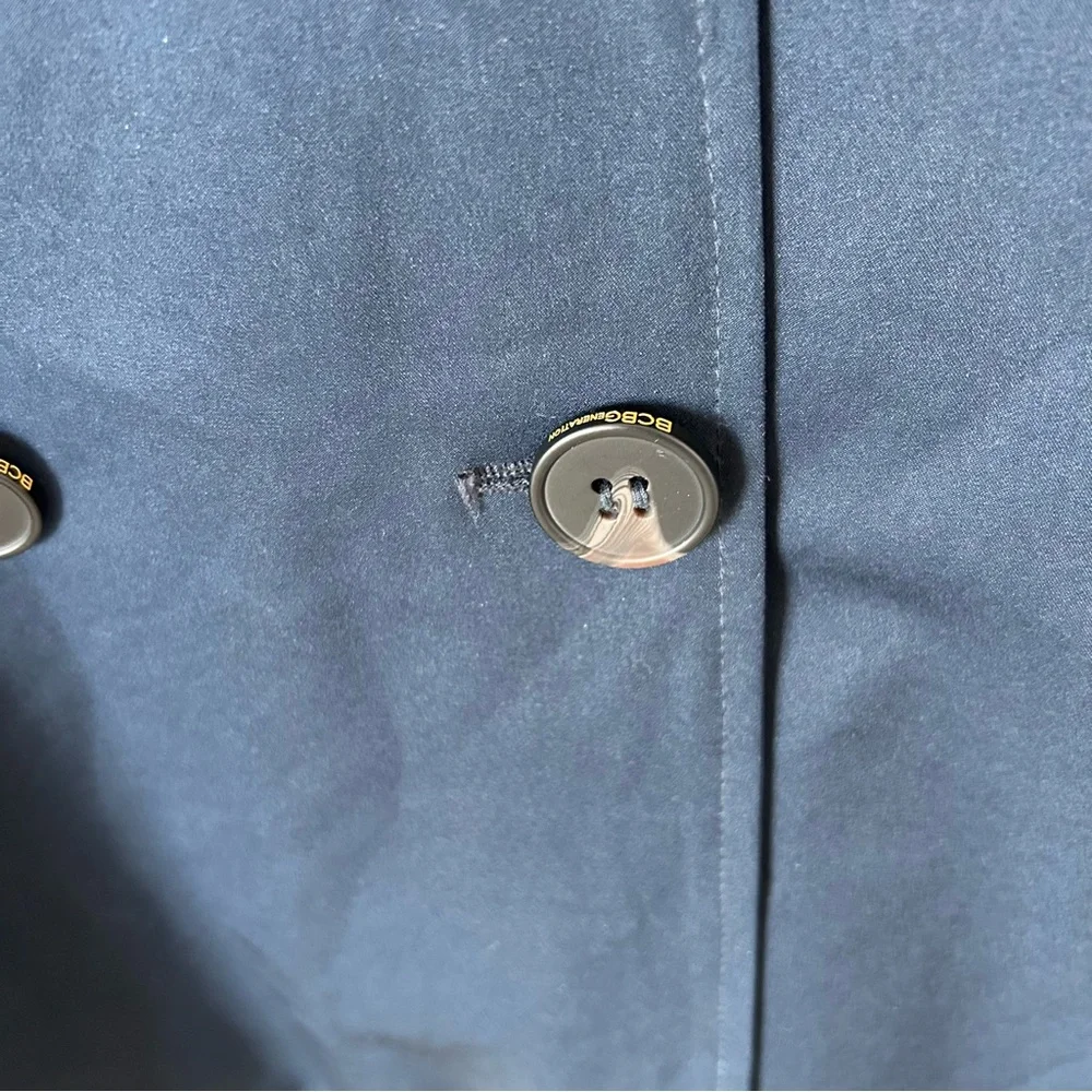 BCBGeneration Midnight Navy Blue Double Breasted Lightweight Spring Trench Coat - Picture 6 of 16